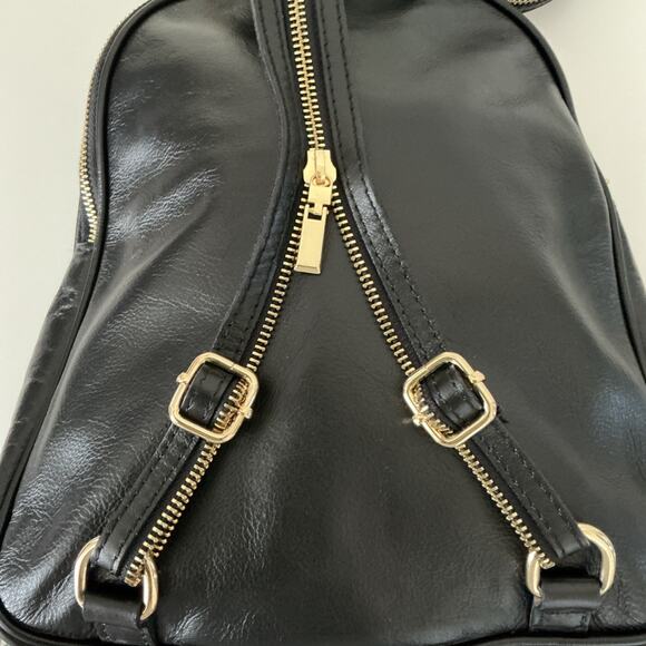 Black Italian Leather Backpack Handbag Purse Gold Zipper Straps I MEDICI FIRENZE main image 14